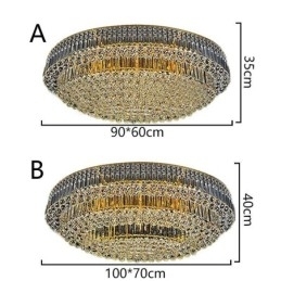Luminária de teto de cristal embutida, luz oval europeia