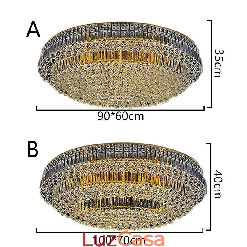 Luminária de teto de cristal embutida, luz oval europeia