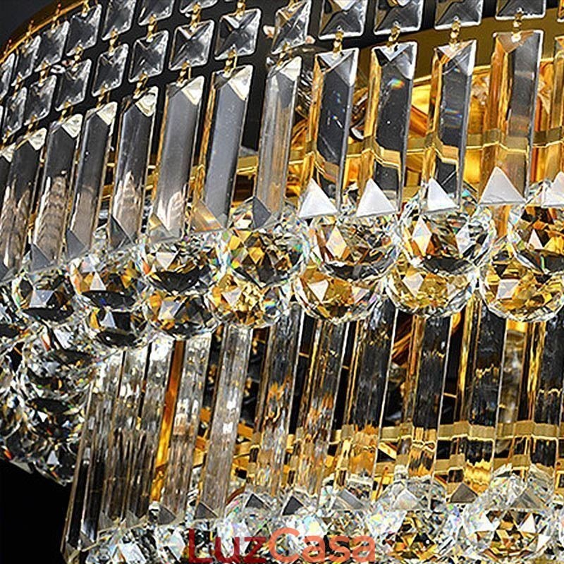 Luminária de teto de cristal embutida, luz oval europeia