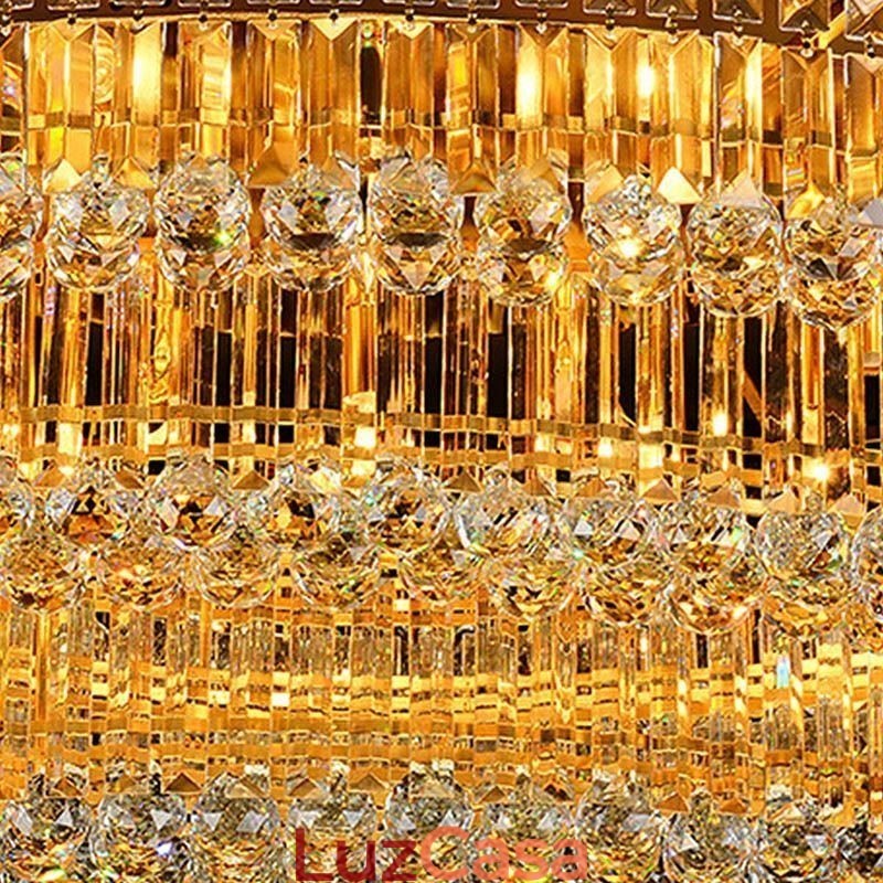 Luminária de teto de cristal embutida, luz oval europeia