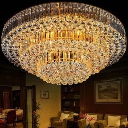 Luminária de teto de cristal embutida Iluminação redonda europeia