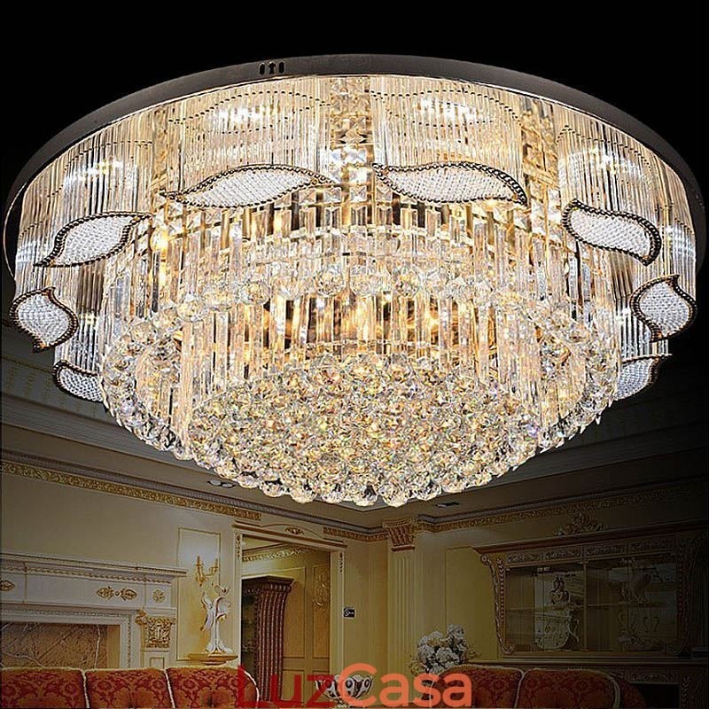 Luminária de teto de cristal contemporânea simples redonda embutida luminária de montagem