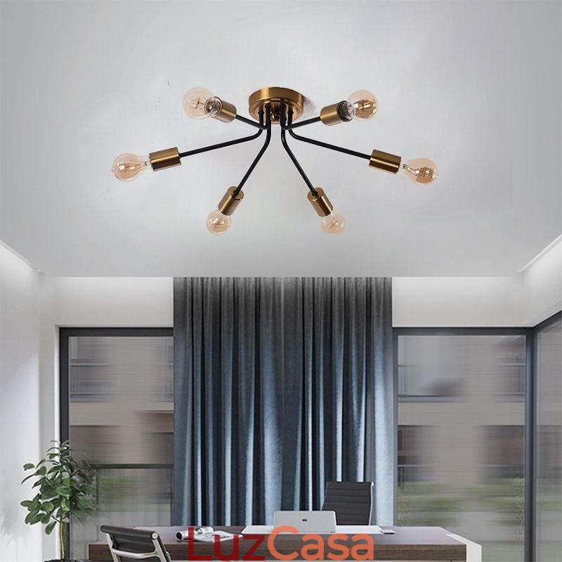 Lustre Sputnik 6 luzes semi embutidas luminária de teto