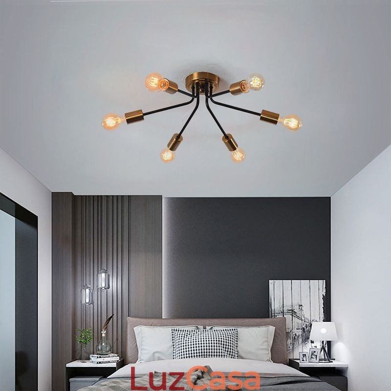Lustre Sputnik 6 luzes semi embutidas luminária de teto