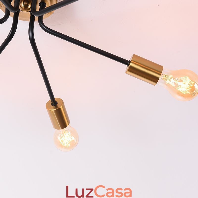 Lustre Sputnik 6 luzes semi embutidas luminária de teto