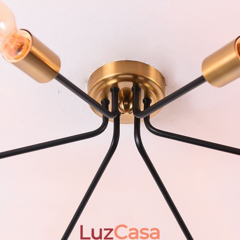 Lustre Sputnik 6 luzes semi embutidas luminária de teto