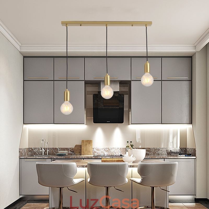 Nordic Brass 3 Pendant Cluster Light Island Luminária criativa minimalista