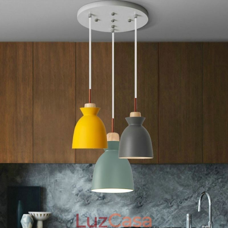 Luminária pendente nórdica simples Macaron Iron Arti Three Lights