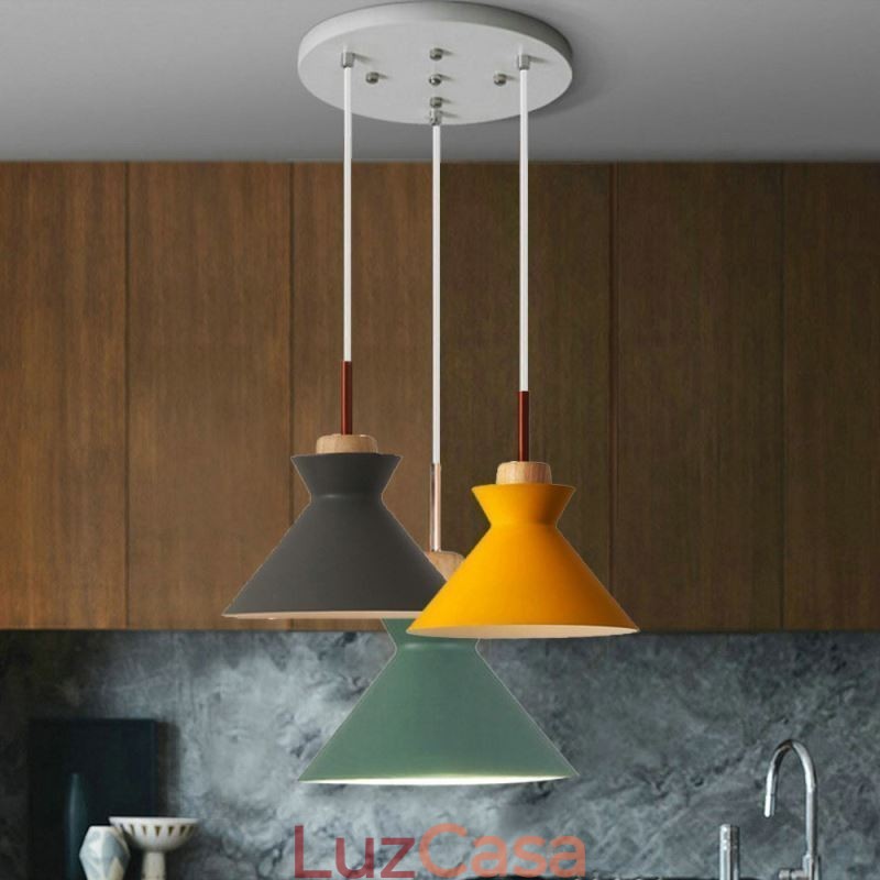 Nordic Macaron Island 3 Luzes Pendentes Iluminação Simples Ferro Arti Três Luzes