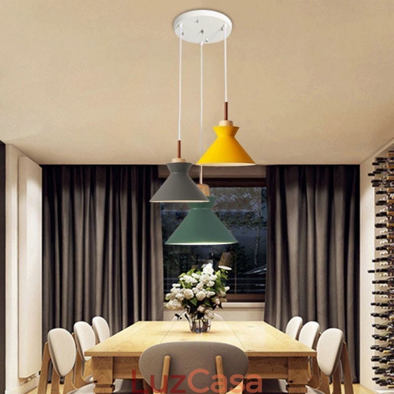 Nordic Macaron Island 3 Luzes Pendentes Iluminação Simples Ferro Arti Três Luzes