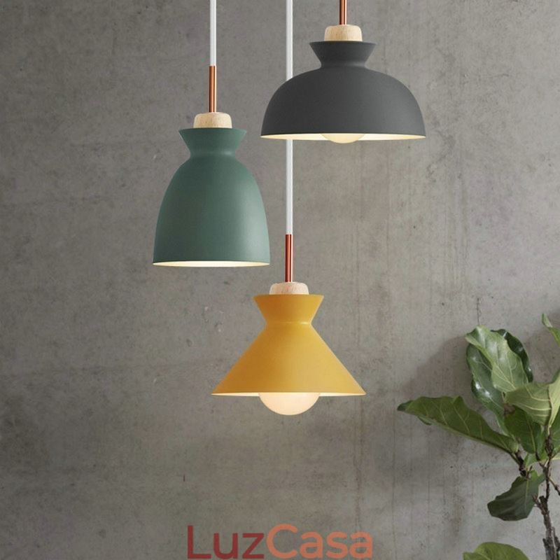 Macaron Pendant Light Nordic Simple Iron Arti Três luzes Luminária