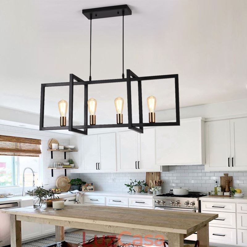 Luminária pendente de 4 luzes estilo industrial Lightingway