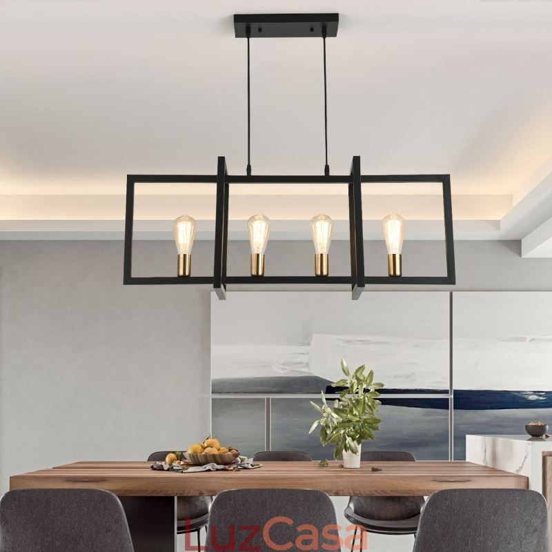 Luminária pendente de 4 luzes estilo industrial Lightingway