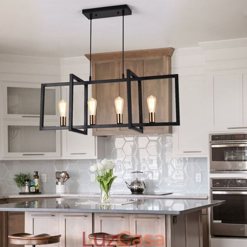 Luminária pendente de 4 luzes estilo industrial Lightingway