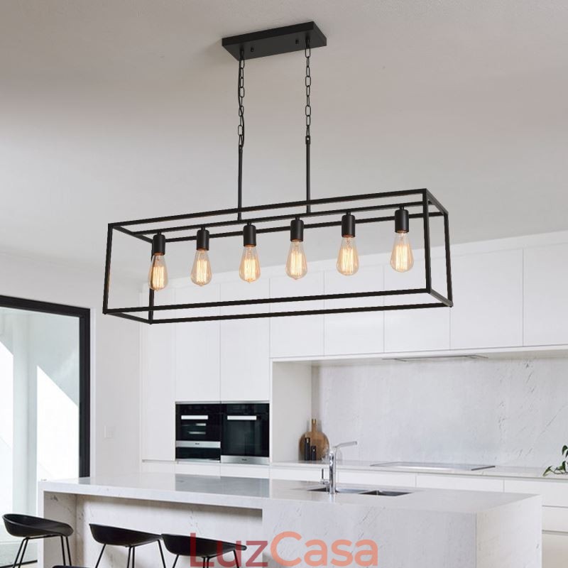 Luminária pendente de fazenda, ilha, luzes suspensas, 6 luzes