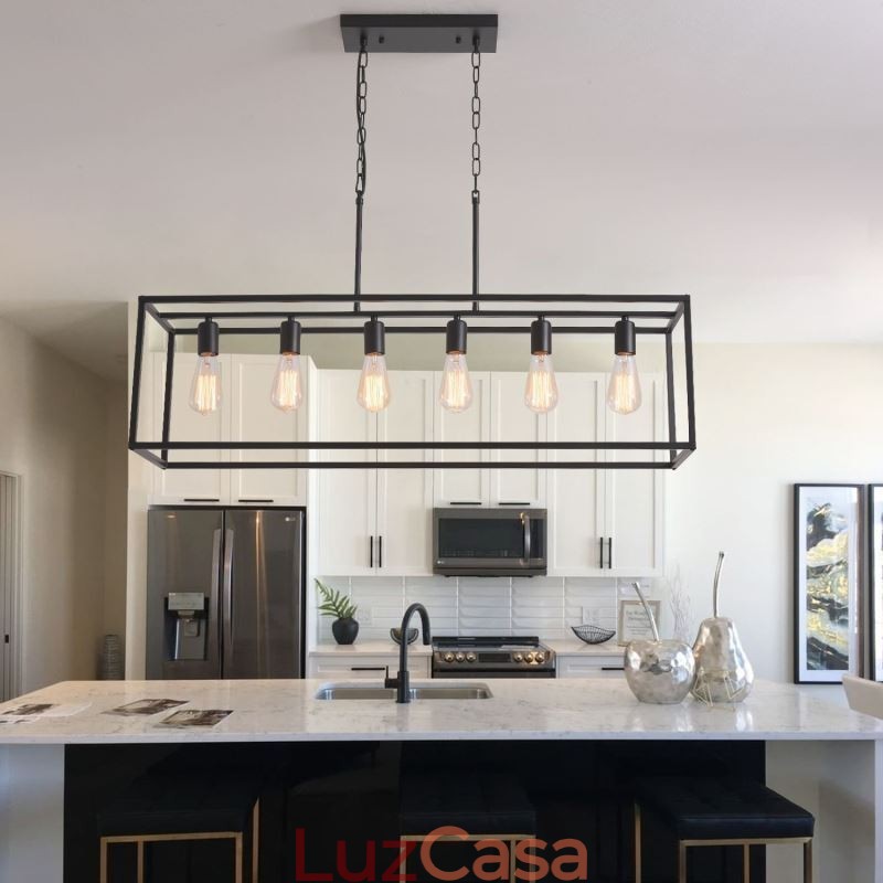 Luminária pendente de fazenda, ilha, luzes suspensas, 6 luzes