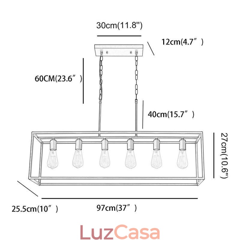 Luminária pendente de fazenda, ilha, luzes suspensas, 6 luzes