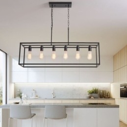 Luminária pendente de fazenda, ilha, luzes suspensas, 6 luzes