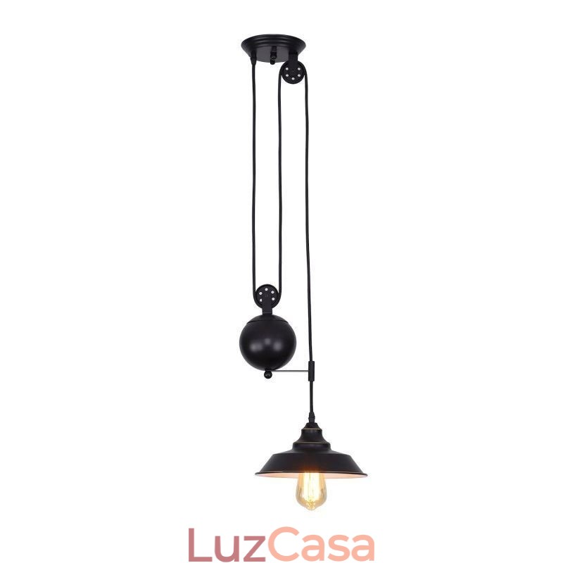Luminária pendente de polia de fazenda industrial com design retrátil e altura ajustável