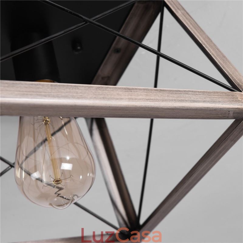Luminária pendente trapezoidal vintage em metal preto