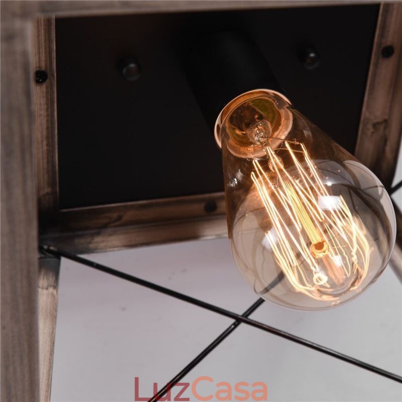 Luminária pendente trapezoidal vintage em metal preto