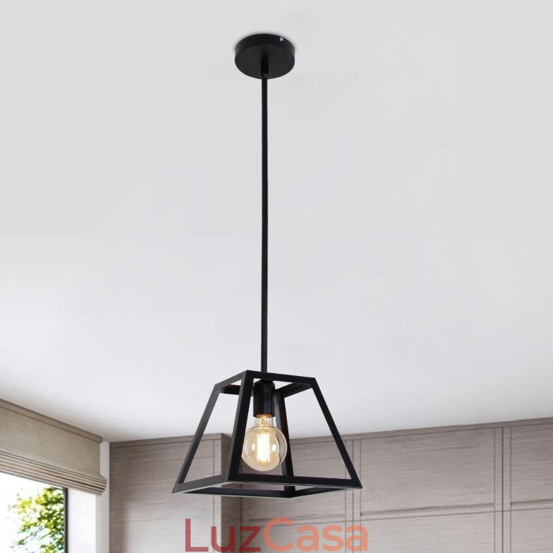 Luminária pendente rústica de fazenda, luminária industrial de teto em metal, mini luminária de ilha em formato trapezoidal