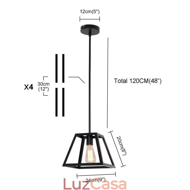Luminária pendente rústica de fazenda, luminária industrial de teto em metal, mini luminária de ilha em formato trapezoidal