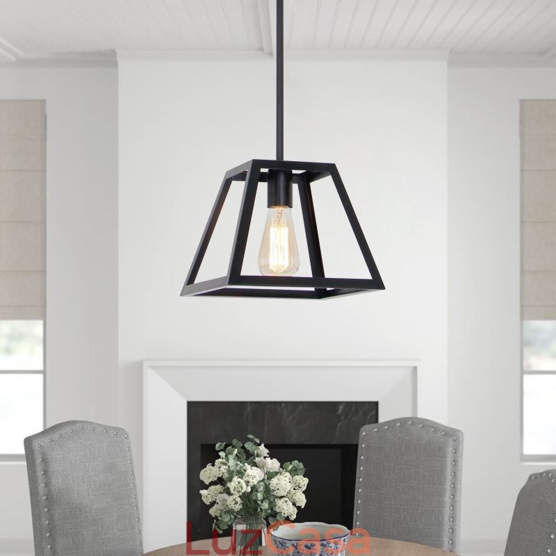 Luminária pendente rústica de fazenda, luminária industrial de teto em metal, mini luminária de ilha em formato trapezoidal