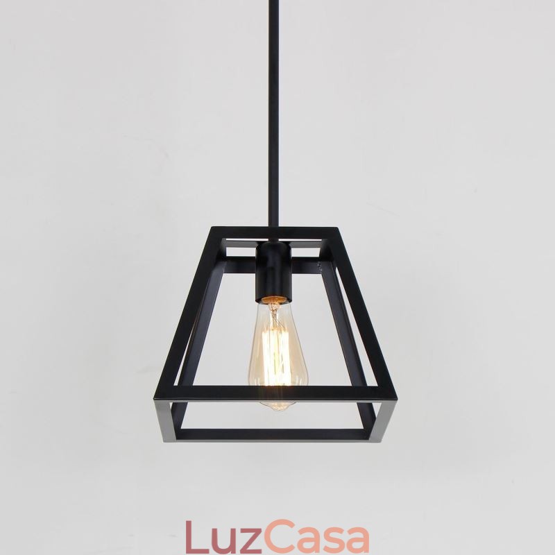 Luminária pendente rústica de fazenda, luminária industrial de teto em metal, mini luminária de ilha em formato trapezoidal