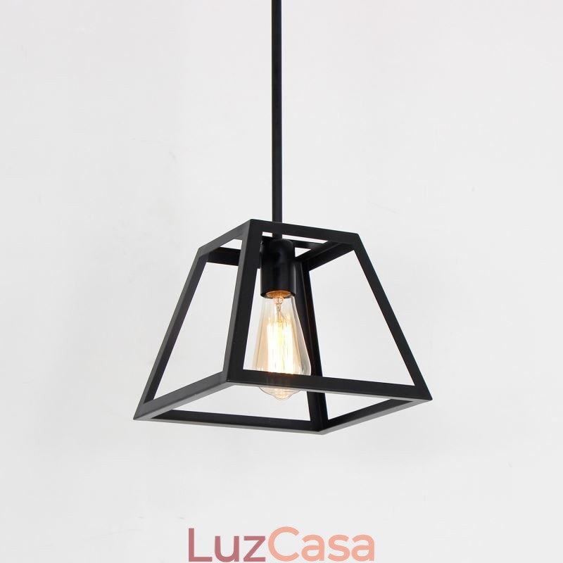Luminária pendente rústica de fazenda, luminária industrial de teto em metal, mini luminária de ilha em formato trapezoidal