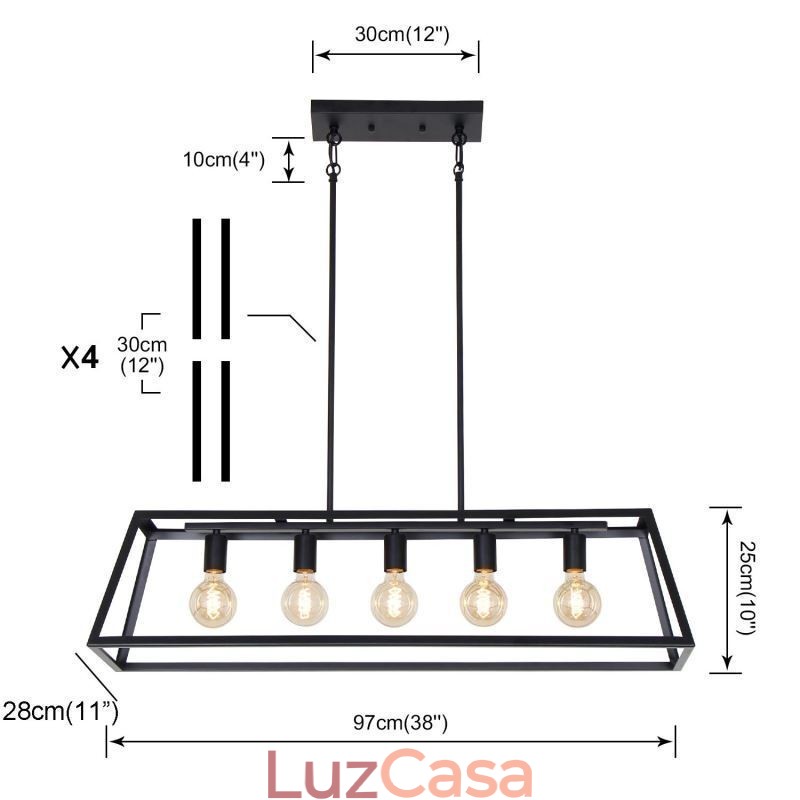 Luminária pendente de metal industrial, luminária de teto trapezoidal suspensa