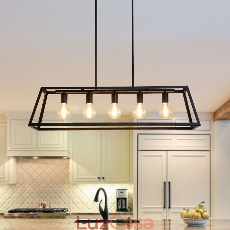 Luminária pendente de metal industrial, luminária de teto trapezoidal suspensa