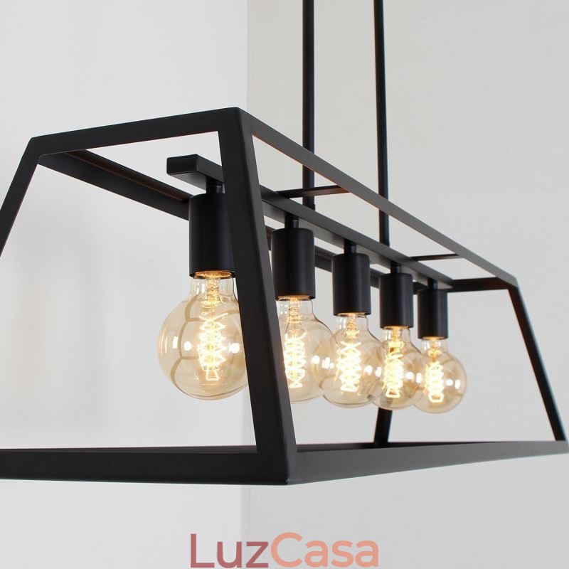 Luminária pendente de metal industrial, luminária de teto trapezoidal suspensa