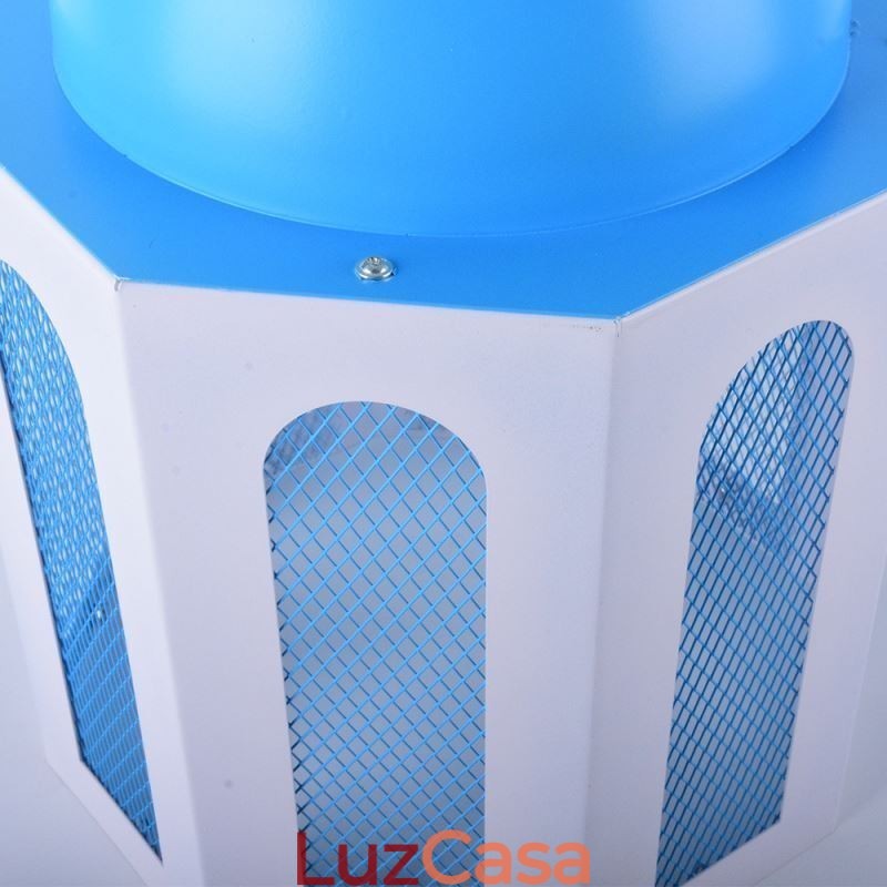 Luminária pendente em formato de castelo moderna, luz azul e branca
