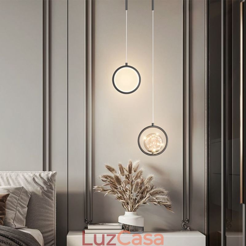 Luminária pendente de anel redondo moderna luminária suspensa de bola