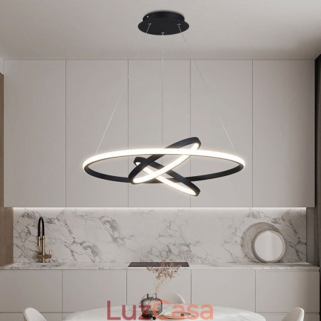 Lustre moderno regulável com 3 anéis de iluminação pendente Lustre moderno regulável com 3 anéis de iluminação pendente