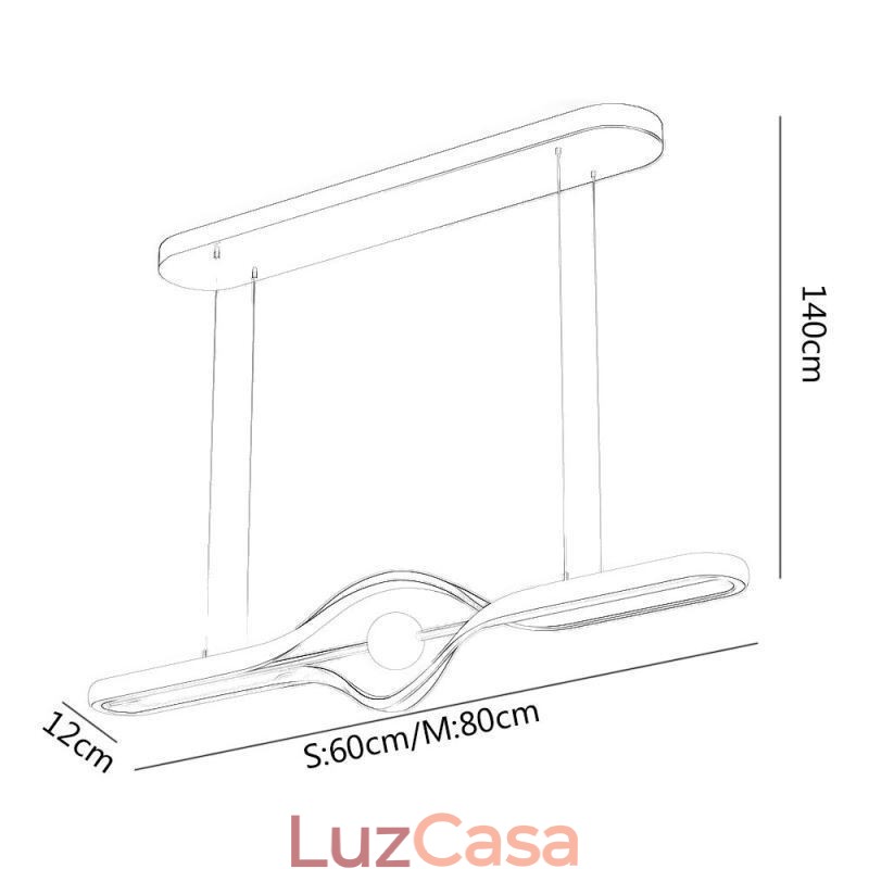 Luminária pendente linear moderna com tira longa
