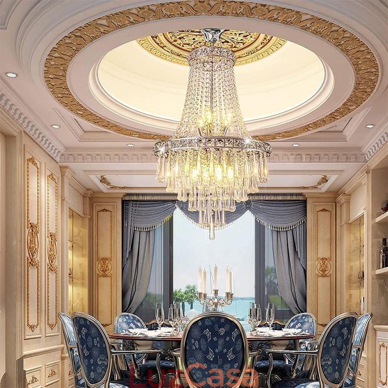 Lustre de cristal moderno contemporâneo elegante luminária de teto escada duplex