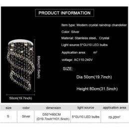 Lustre de cristal moderno redondo com luz de teto em forma de gota de chuva