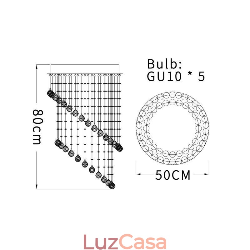 Lustre de cristal moderno redondo com luz de teto em forma de gota de chuva