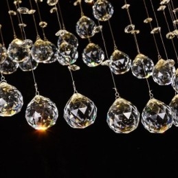 Lustre de cristal moderno redondo com luz de teto em forma de gota de chuva