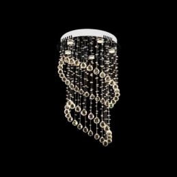 Lustre de cristal moderno redondo com luz de teto em forma de gota de chuva