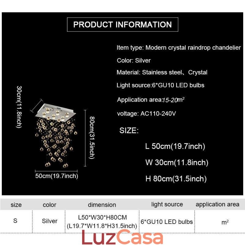 Lustre de cristal moderno com luz de teto embutida