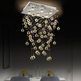 Lustre de cristal moderno com luz de teto embutida