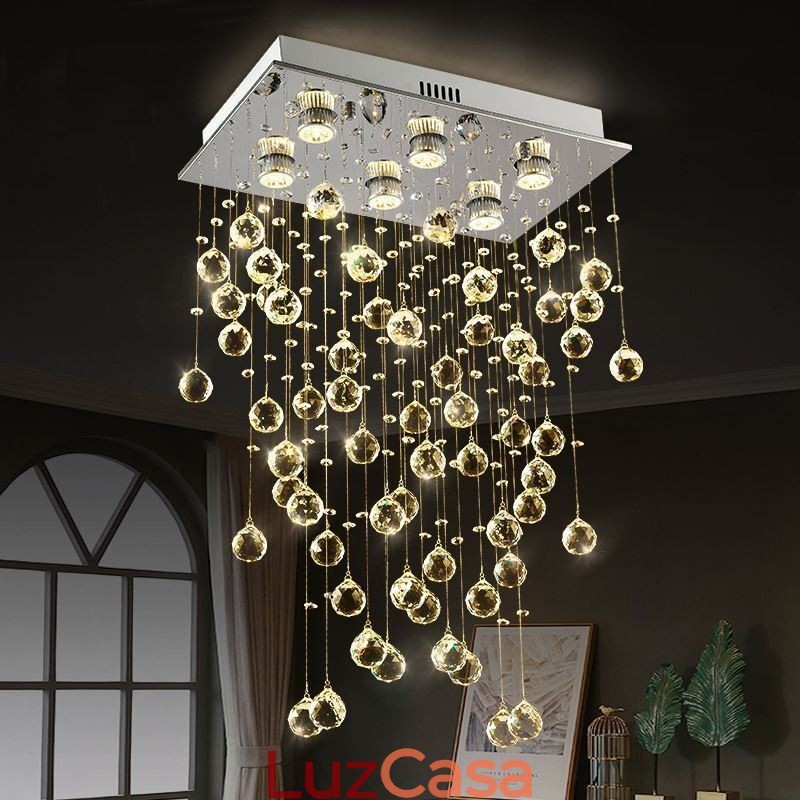 Lustre de cristal moderno com luz de teto embutida