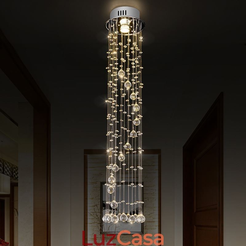 Lustre grande de luxo moderno de cristal embutido luminárias de teto