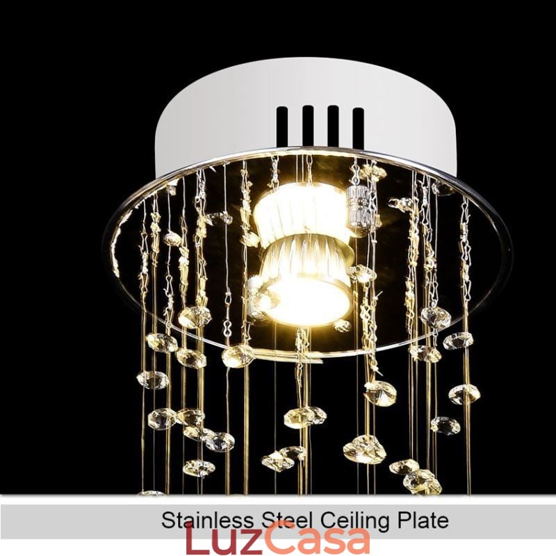 Lustre grande de luxo moderno de cristal embutido luminárias de teto