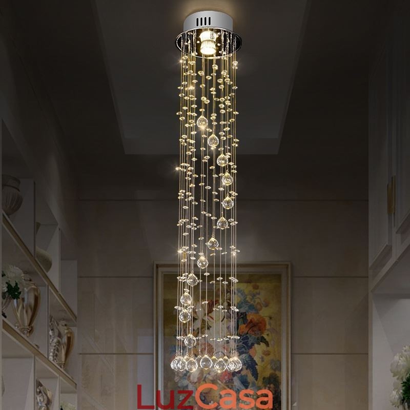 Lustre grande de luxo moderno de cristal embutido luminárias de teto