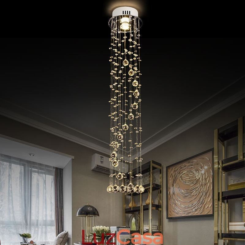 Lustre grande de luxo moderno de cristal embutido luminárias de teto