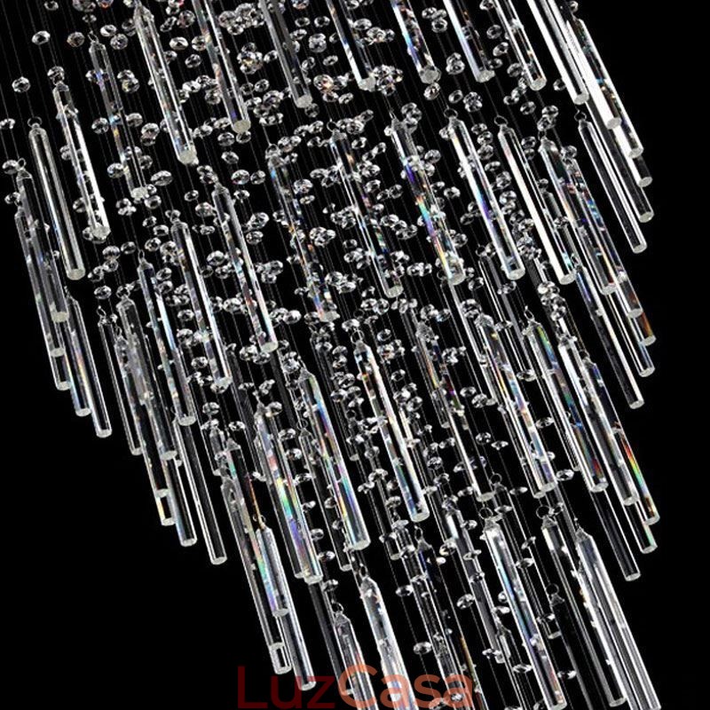 Lustre de cristal quadrado moderno Luminária de teto elegante contemporânea Escada duplex